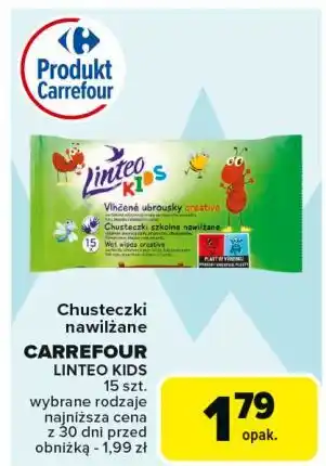 Carrefour Chusteczki nawilżane szkolne Linteo Kids oferta