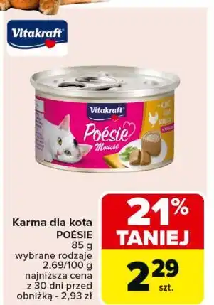 Carrefour Karma dla kota kurczak w musie Vitakraft Poesie oferta