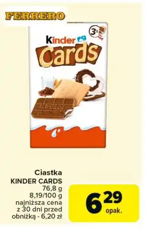 Carrefour Herbatniki z czekoladą Kinder Cards oferta