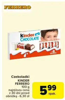 Carrefour Batoniki z mlecznej czekolady nadzieniem mlecznym Kinder Chocolate oferta