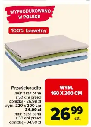 Carrefour Prześcieradło 100% bawełny 160 x 200 cm oferta