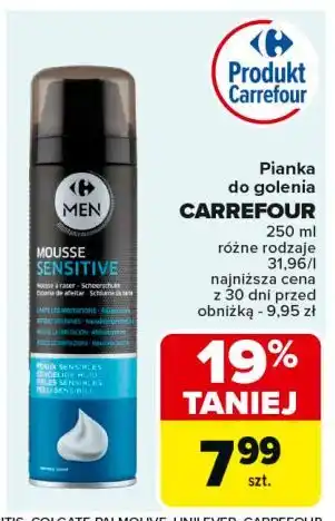 Carrefour Pianka do golenia sensitive Carrefour oferta