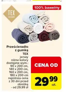 Carrefour Przescieradło jersey z gumką 180 x 200 cm Tex oferta