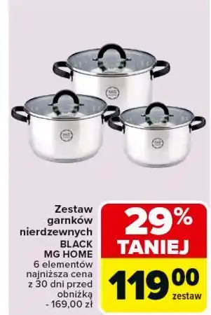 Carrefour Zestaw garnków stalowych black Mg Home oferta