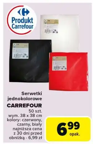 Carrefour Serwetki 38 x cm białe Carrefour oferta