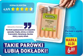 ALDI WĘDLINIARNIA CZYSTA ETYKIETA Parówki z szynki oferta