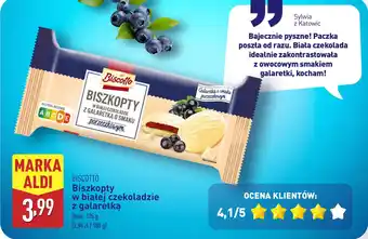 ALDI BISCOTTO Biszkopty w białej czekoladzie z galaretką oferta