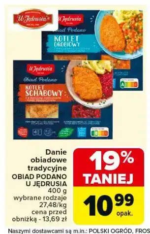 Carrefour Market Kotlet drobiowy z marchewką groszkiem i puree U jędrusia oferta