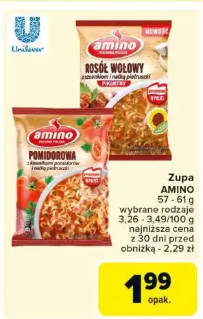 Carrefour Market Zupa pomidorowa z kawałkami pomidorów i natką pietruszki Amino oferta