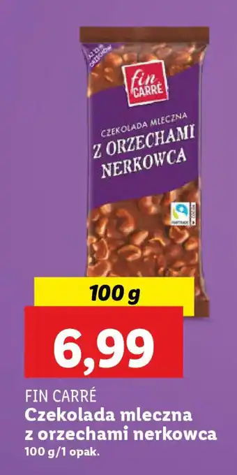 Lidl FIN CARRÉ Czekolada mleczna z orzechami nerkowca oferta