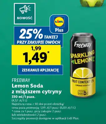 Lidl FREEWAY Lemon Soda z miąższem cytryny oferta