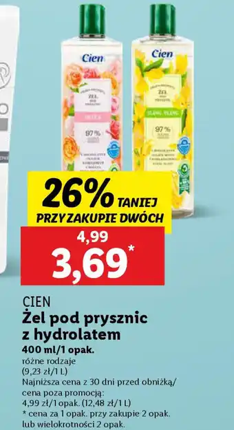 Lidl CIEN Żel pod prysznic z hydrolatem oferta