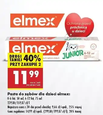 Biedronka Pasta do zębów 6-12 lat Elmex Junior oferta