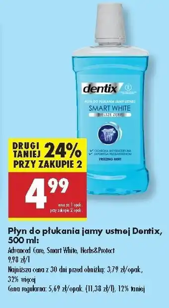 Biedronka Płyn do płukania ust herbs & protect Dentix oferta