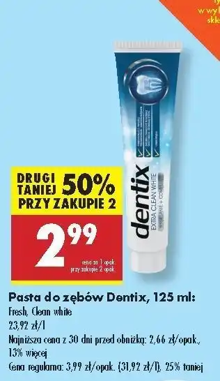 Biedronka Pasta do zębów extra clean white Dentix oferta