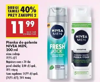 Biedronka Pianka do golenia natychmiastowa ochrona Nivea Men Sensitive oferta