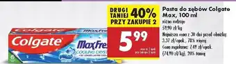 Biedronka Pasta do zębów cooling crystals Colgate Max Fresh oferta