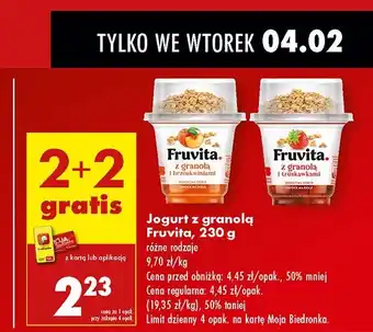 Biedronka Jogurt truskawkowy z granolą Fruvita oferta