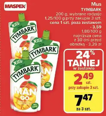 Carrefour Mus jabłko-mango-brzoskwinia-banan Tymbark oferta