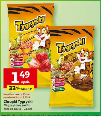 Auchan Chrupki kukurydziane czekoladowe Tygryski oferta