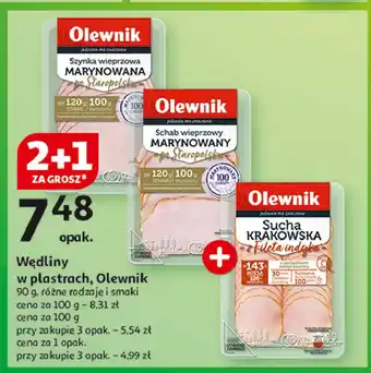 Auchan Kiełbasa krakowska sucha z filetem indyka Olewnik oferta