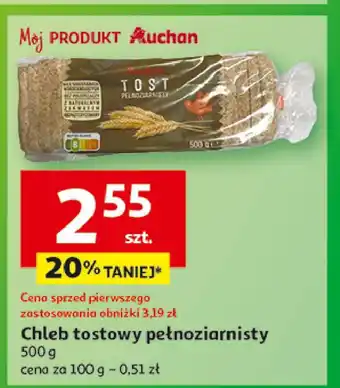 Auchan Chleb tostowy pełnoziarnisty Auchan Różnorodne (Logo Czerwone) oferta