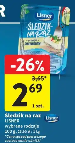 Intermarche Śledzik na raz w sosie śmietanowym Lisner Na Raz oferta