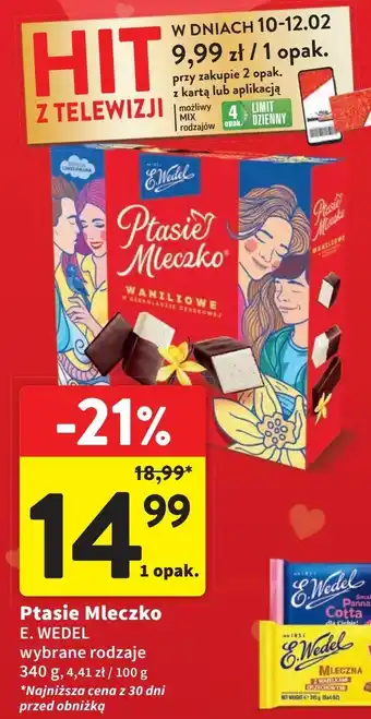 Intermarche Czekoladki waniliowe E. Wedel Ptasie Mleczko oferta