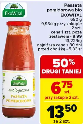 Carrefour Passata pomidorowa bio EKOWITAL oferta