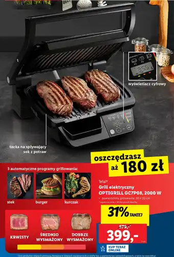 Lidl Tefal Grill elektryczny OPTIGRILL GC7P08, 2000 W oferta