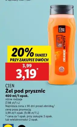 Lidl Żel pod prysznic orange activity Cien Men oferta