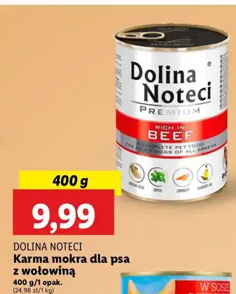 Lidl Karma dla psów bogata w wołowinę Dolina Noteci Premium oferta