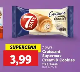 Lidl Croissant z kremem o smaku waniliowym mlekiem i kawałkami ciastek 7 Days Cream & Cookies oferta