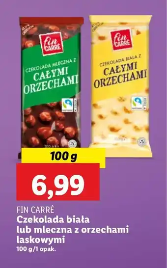 Lidl Czekolada biała z całymi orzechami laskowymi Fin Carre oferta