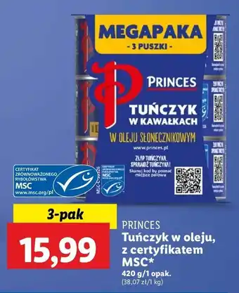 Lidl Tuńczyk kawałki w oleju słonecznikowym Princes oferta