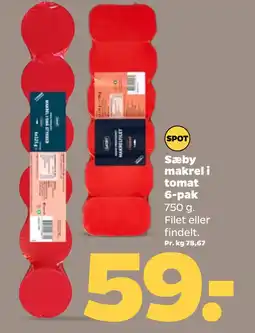 Netto Sæby makrel i tomat 6-pak oferta