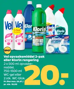 Netto Vel opvaskemiddel 2-pak eller Klorin rengøring oferta