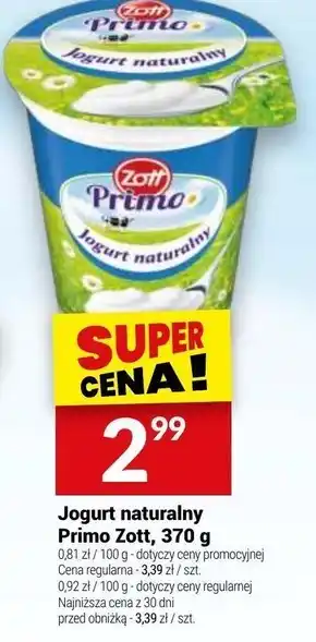 Twój Market Zott Primo Jogurt naturalny 370 g oferta