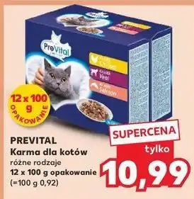 Kaufland Karma dla kota kurczak + cielęcina łosoś Prevital oferta