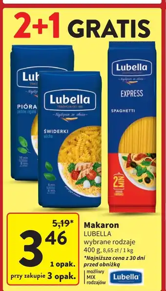 Intermarche Makaron spaghetti express Lubella makaron oferta