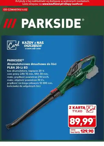 Kaufland Dmuchawa do liści 20 v Parkside oferta