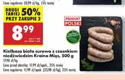 Biedronka Kiełbasa biała surowa z czosnkiem niedźwiedzim Kraina Mięs oferta