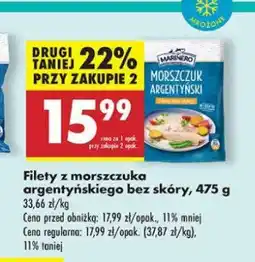 Biedronka Morszczuk argentyński filety bez skóry Marinero oferta