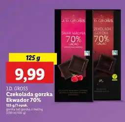 Lidl Czekolada ekwador 70% z malinami J.d.gross oferta