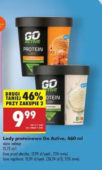 Biedronka Lody proteinowe śmietankowe Go active oferta