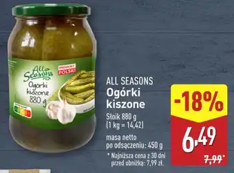 ALDI Ogórki kiszone All Seasons oferta