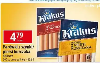 E.Leclerc Parówki z piersi kurczaka Krakus Animex oferta