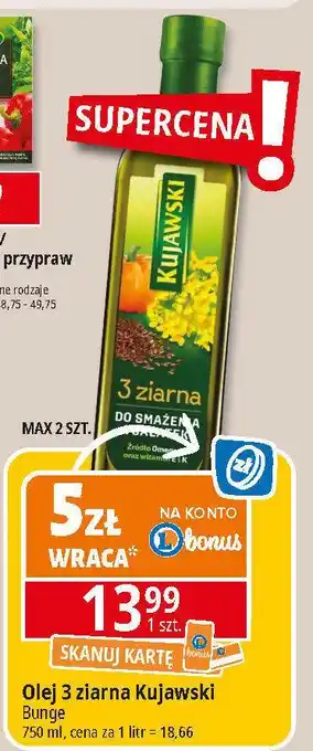 E.Leclerc Olej z lnem oraz pestakami dyni Kujawski 3 Ziarna oferta