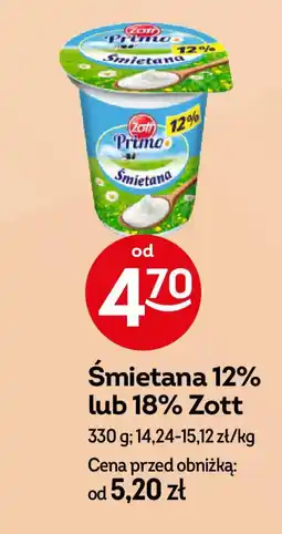 Żabka Śmietana 12% lub 18% Zott oferta