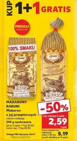Kaufland Makaron babuni wstążki cienkie z jaj przepiórczych EKMAK oferta